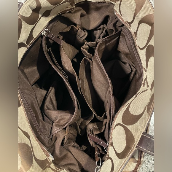 Coach Brown Signature Tote Bag And Makeup Bag - Picture 10 of 15